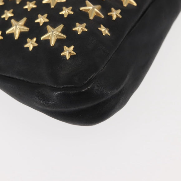 Jimmy Choo Studs Clutch Bag Leather Black Gold Auth 146429