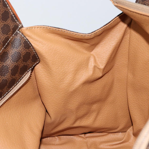 CELINE Macadam Canvas Hand Bag PVC Brown Gold Auth 146433