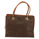CELINE Macadam Canvas Hand Bag PVC Brown Gold Auth 146433-13