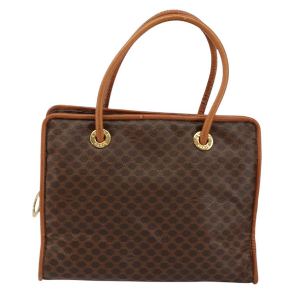 CELINE Macadam Canvas Hand Bag PVC Brown Gold Auth 146433