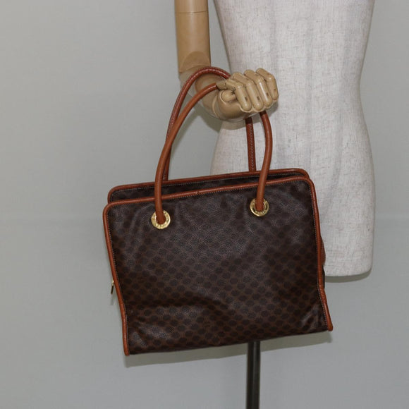 CELINE Macadam Canvas Hand Bag PVC Brown Gold Auth 146433