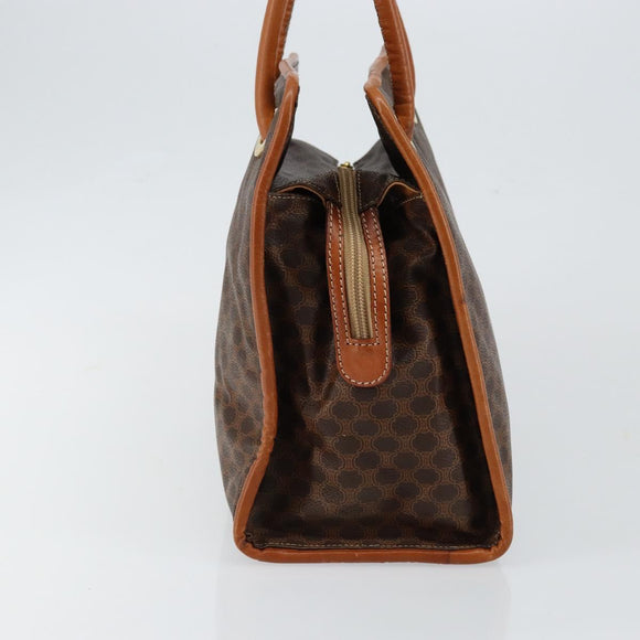 CELINE Macadam Canvas Hand Bag PVC Brown Gold Auth 146433