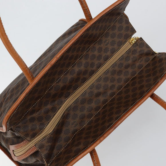 CELINE Macadam Canvas Hand Bag PVC Brown Gold Auth 146433