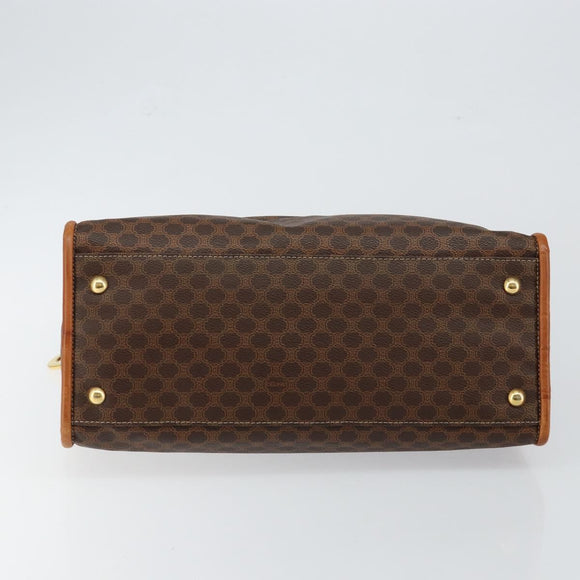 CELINE Macadam Canvas Hand Bag PVC Brown Gold Auth 146433