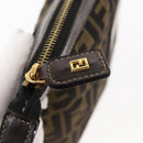 FENDI Zucca Canvas Pouch Black Brown Auth 146439-9