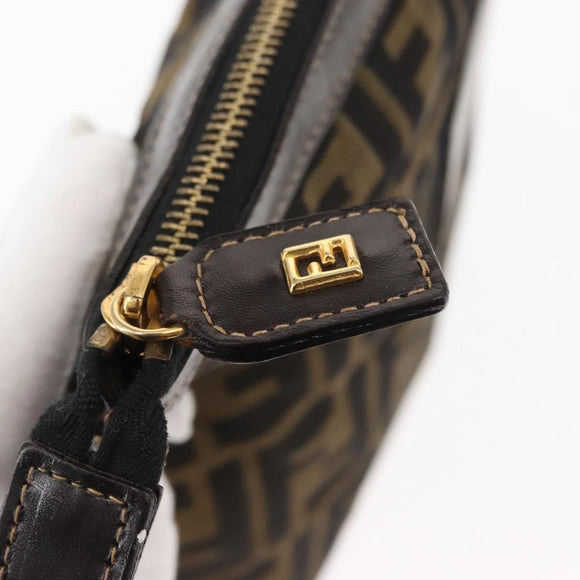 FENDI Zucca Canvas Pouch Black Brown Auth 146439
