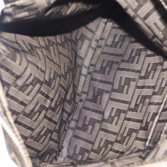 FENDI Zucca Canvas Pouch Black Brown Auth 146439