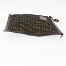 FENDI Zucca Canvas Pouch Black Brown Auth 146439-3