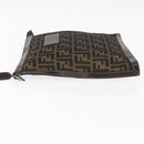 FENDI Zucca Canvas Pouch Black Brown Auth 146439-4