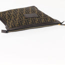FENDI Zucca Canvas Pouch Black Brown Auth 146439-5