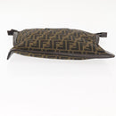 FENDI Zucca Canvas Pouch Black Brown Auth 146439-6