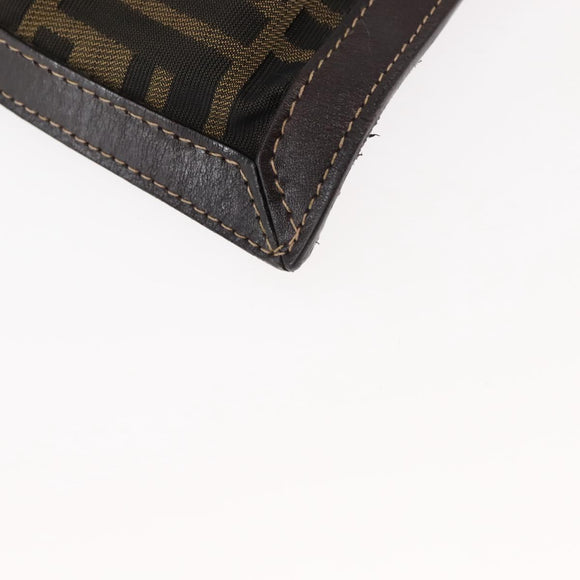 FENDI Zucca Canvas Pouch Black Brown Auth 146439