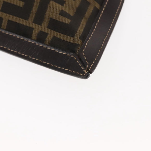 FENDI Zucca Canvas Pouch Black Brown Auth 146439