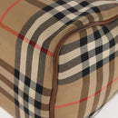 Burberrys Nova Check Hand Bag Canvas Beige Gold Auth 146440-14