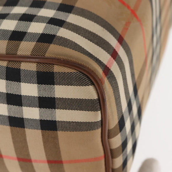 Burberrys Nova Check Hand Bag Canvas Beige Gold Auth 146440