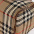 Burberrys Nova Check Hand Bag Canvas Beige Gold Auth 146440-16