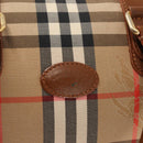 Burberrys Nova Check Hand Bag Canvas Beige Gold Auth 146440-17