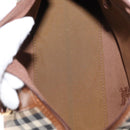 Burberrys Nova Check Hand Bag Canvas Beige Gold Auth 146440-12