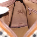 Burberrys Nova Check Hand Bag Canvas Beige Gold Auth 146440-18