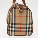 Burberrys Nova Check Hand Bag Canvas Beige Gold Auth 146440-3