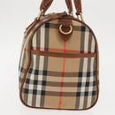 Burberrys Nova Check Hand Bag Canvas Beige Gold Auth 146440-4