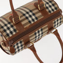 Burberrys Nova Check Hand Bag Canvas Beige Gold Auth 146440-6