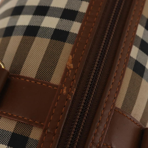 Burberrys Nova Check Hand Bag Canvas Beige Gold Auth 146440