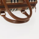 Burberrys Nova Check Hand Bag Canvas Beige Gold Auth 146440-8