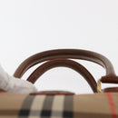 Burberrys Nova Check Hand Bag Canvas Beige Gold Auth 146440-9