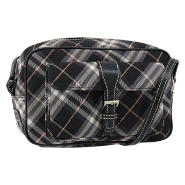 BURBERRY Nova Check Blue Label Shoulder Bag Nylon Black Silver Auth 146441