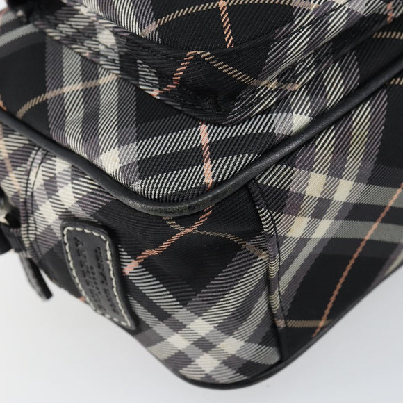 BURBERRY Nova Check Blue Label Shoulder Bag Nylon Black Silver Auth 146441