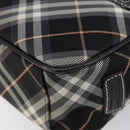 BURBERRY Nova Check Blue Label Shoulder Bag Nylon Black Silver Auth 146441-12