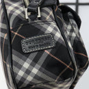 BURBERRY Nova Check Blue Label Shoulder Bag Nylon Black Silver Auth 146441-14