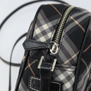BURBERRY Nova Check Blue Label Shoulder Bag Nylon Black Silver Auth 146441-16