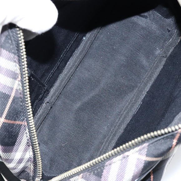 BURBERRY Nova Check Blue Label Shoulder Bag Nylon Black Silver Auth 146441
