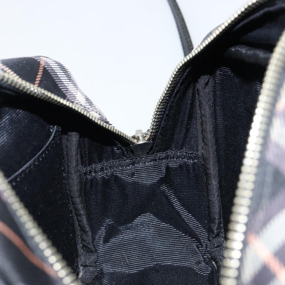 BURBERRY Nova Check Blue Label Shoulder Bag Nylon Black Silver Auth 146441