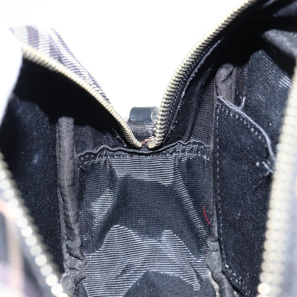 BURBERRY Nova Check Blue Label Shoulder Bag Nylon Black Silver Auth 146441