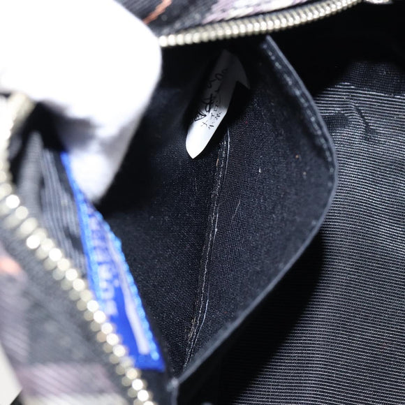 BURBERRY Nova Check Blue Label Shoulder Bag Nylon Black Silver Auth 146441