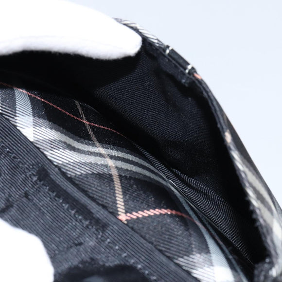 BURBERRY Nova Check Blue Label Shoulder Bag Nylon Black Silver Auth 146441