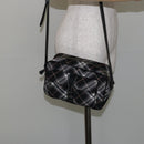 BURBERRY Nova Check Blue Label Shoulder Bag Nylon Black Silver Auth 146441-23