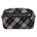 BURBERRY Nova Check Blue Label Shoulder Bag Nylon Black Silver Auth 146441-3