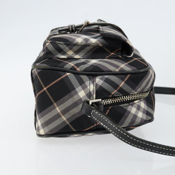 BURBERRY Nova Check Blue Label Shoulder Bag Nylon Black Silver Auth 146441