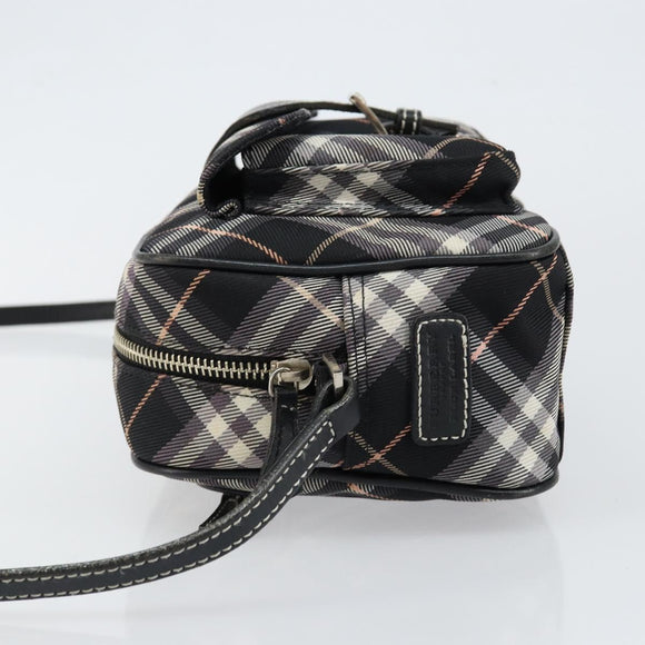BURBERRY Nova Check Blue Label Shoulder Bag Nylon Black Silver Auth 146441
