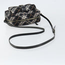 BURBERRY Nova Check Blue Label Shoulder Bag Nylon Black Silver Auth 146441-7