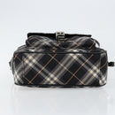 BURBERRY Nova Check Blue Label Shoulder Bag Nylon Black Silver Auth 146441-9