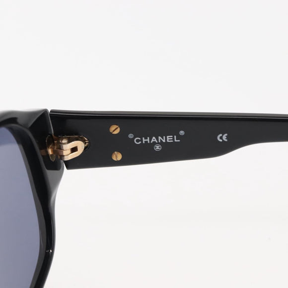 CHANEL Sunglasses Plastic Black CC Auth 146446