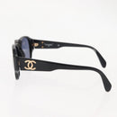 CHANEL Sunglasses Plastic Black CC Auth 146446-6