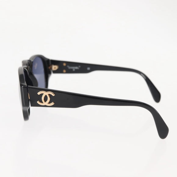 CHANEL Sunglasses Plastic Black CC Auth 146446