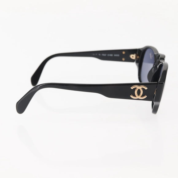 CHANEL Sunglasses Plastic Black CC Auth 146446