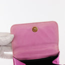 CHANEL V Stitch Hand Bag Satin Pink Gold CC Auth 146447-10